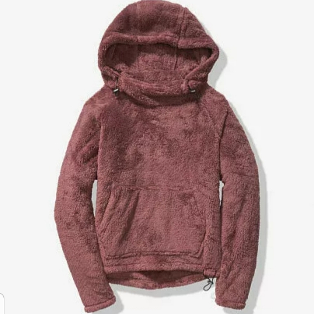 VS Pink Teddy Funnel Neck Pullover Sz M